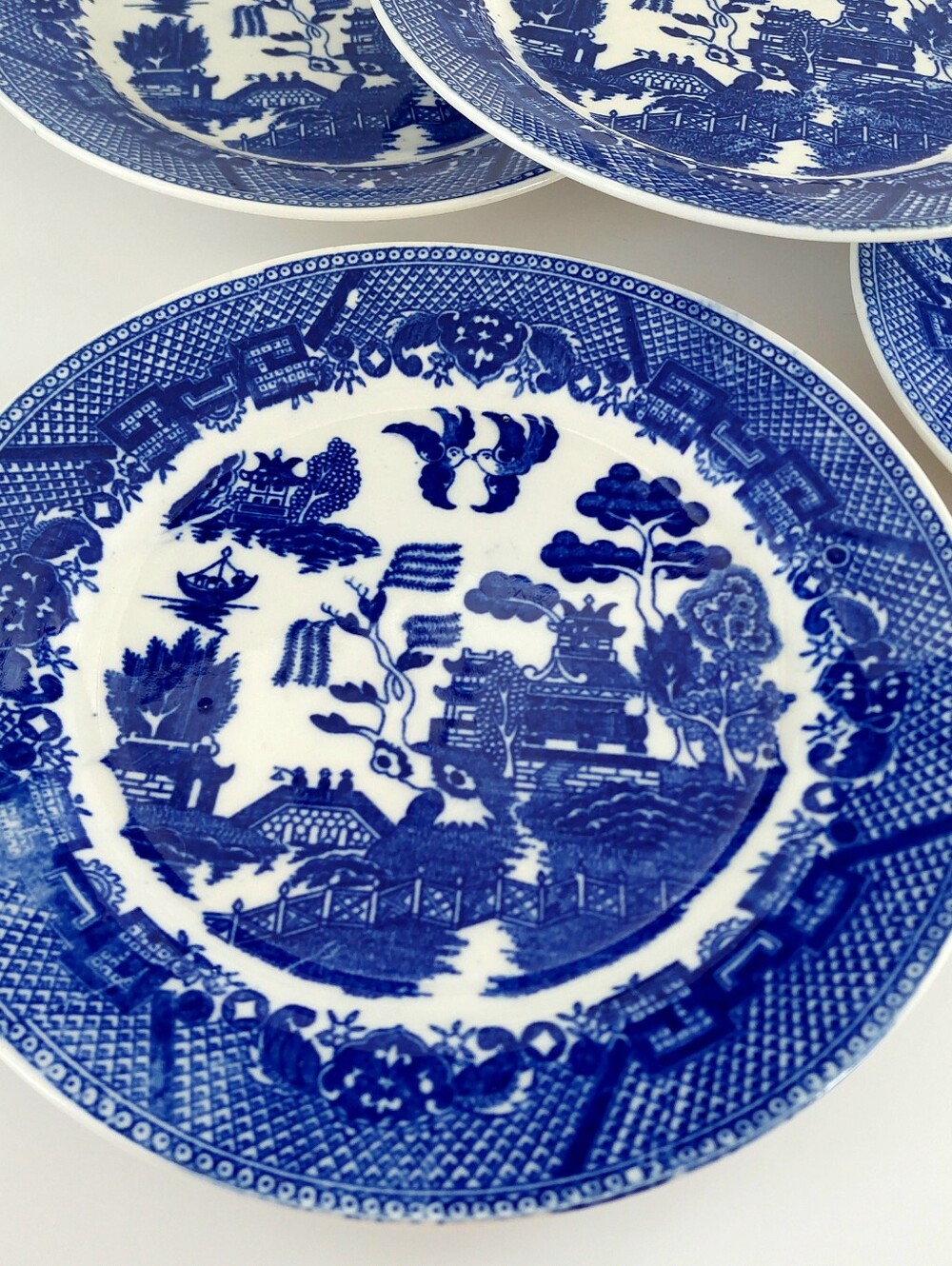 Vintage Blue Willow 9" Plates - Set of 4 - Made in Japan
